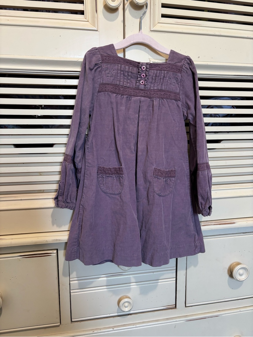 Jacadi Lavender Corduroy Long-Sleeve Dress